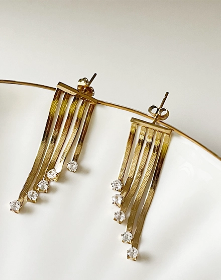 Cascade Elegance Crystal Strand Drop Earrings