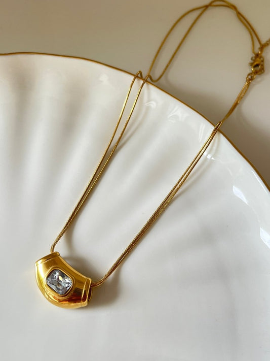 Double Chain Stainless Steel Anti - Tarnish Necklace - Silks & Jewels