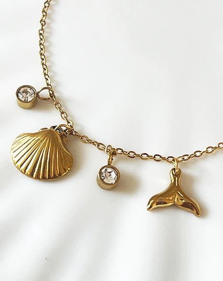 Golden Ocean Seashell and Mermaid Gold Plated Bracelet - Silks & Jewels