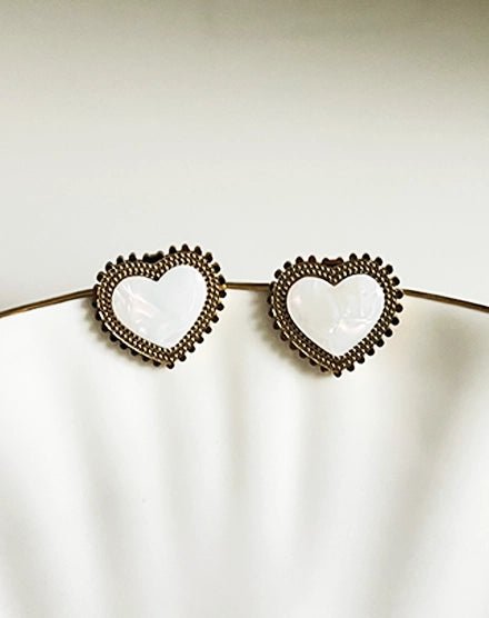 Heart Stainless Steel Anti - Tarnish Stud Earrings - Silks & Jewels