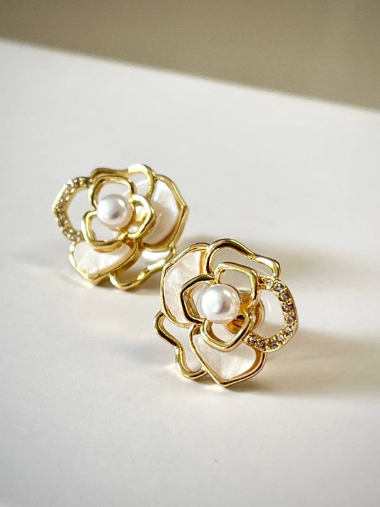 Pearl Blossom Studs - Silks & Jewels