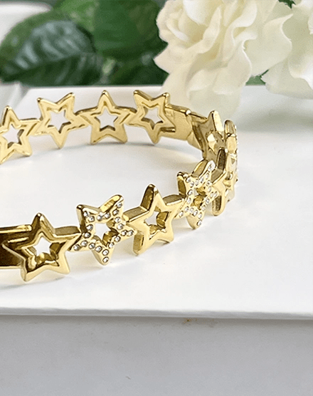 Stellar Charm Star Gold Plated Zircon Bracelet - Silks & Jewels