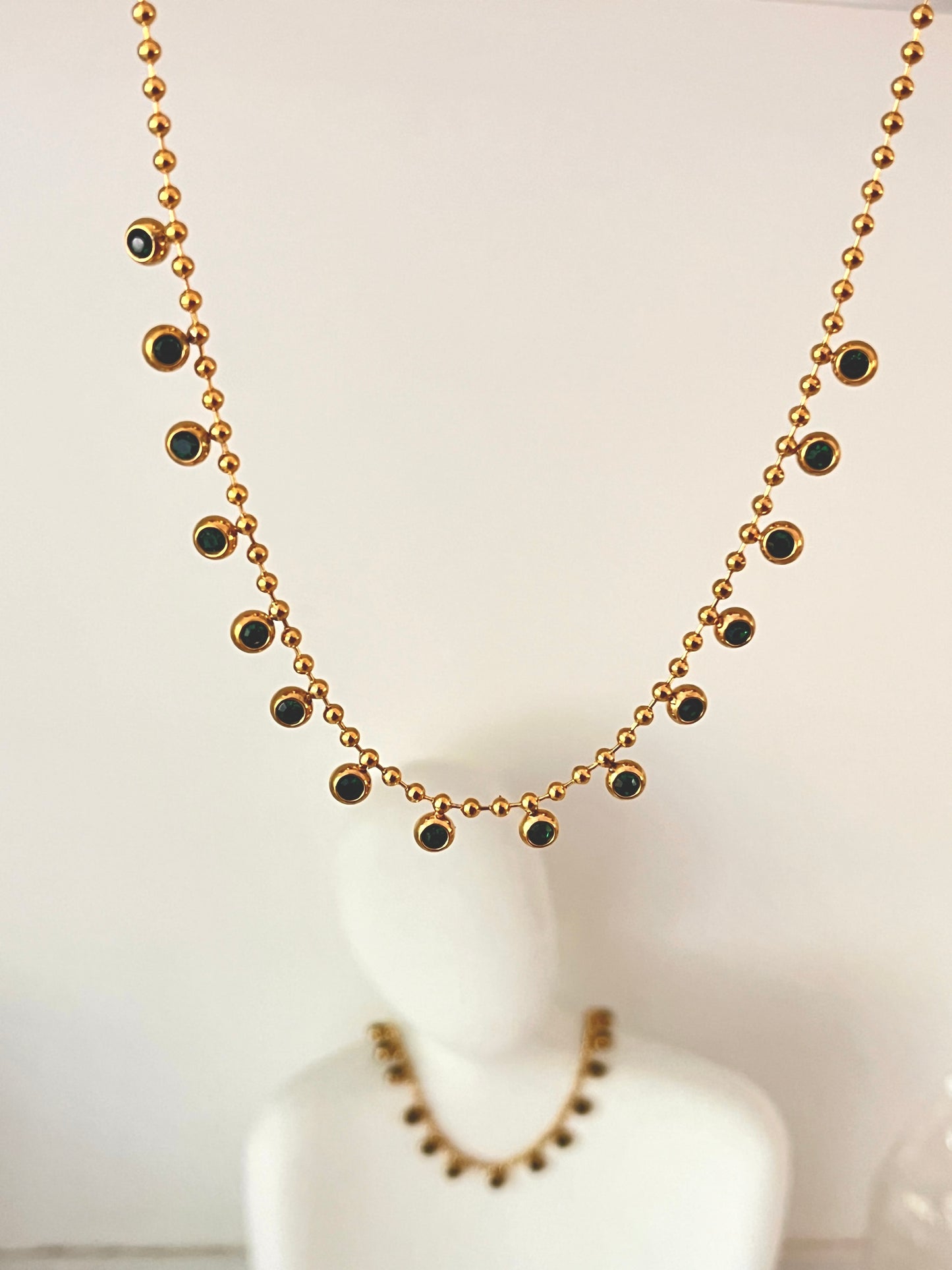 Green Diamonds Drop Necklace