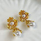 Ancient Floral Gold Tone Stainless Steel Earrings - Silks & Jewels