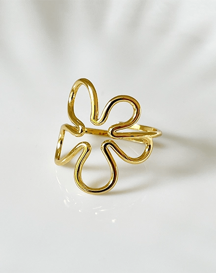 Blossom Loop Open Floral Inspired Gold Ring - Silks & Jewels