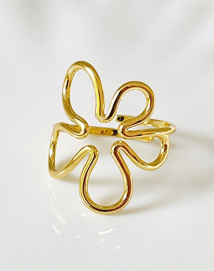 Blossom Loop Open Floral Inspired Gold Ring - Silks & Jewels