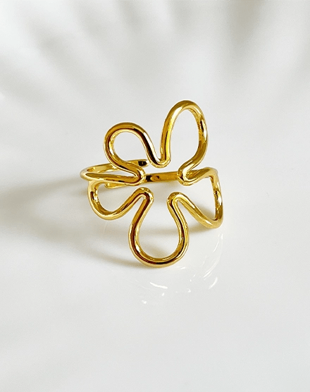 Blossom Loop Open Floral Inspired Gold Ring - Silks & Jewels