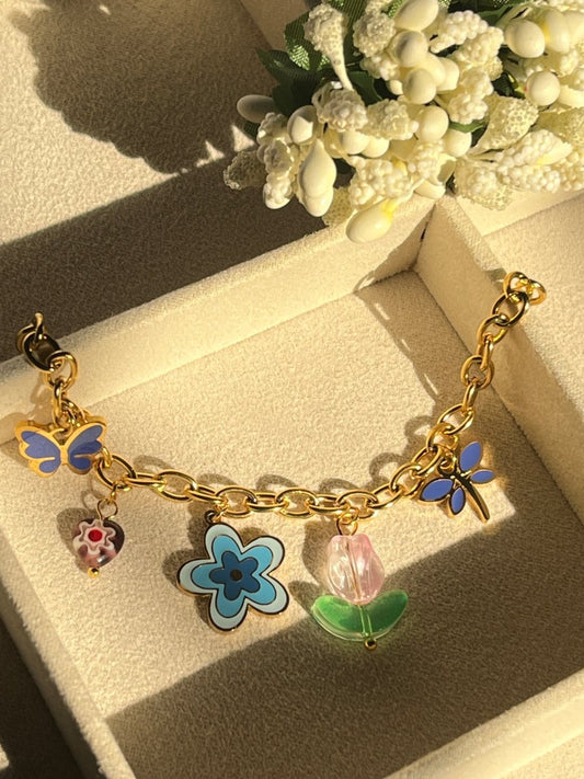 Butterfly Garden Charm Bracelet - Silks & Jewels