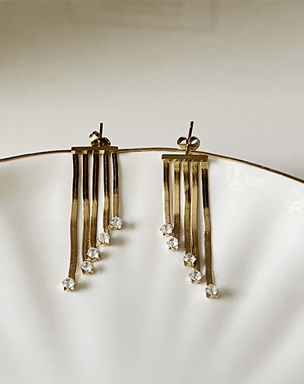 Cascade Elegance Crystal Strand Drop Earrings - Silks & Jewels