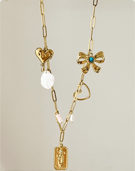 Celestial Medallion Moon and Star Gold Chain Necklace - Silks & Jewels