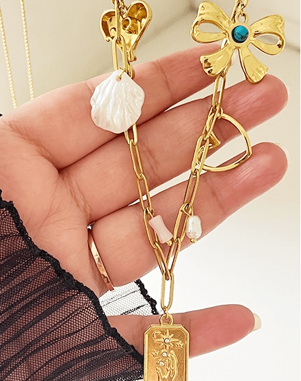 Celestial Medallion Moon and Star Gold Chain Necklace - Silks & Jewels