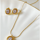 Classic Oval Solitaire Zircon Gold Plated Necklace Set - Silks & Jewels