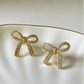 Dazzling Bow Crystal Detail Gold Plated Stud Earrings - Silks & Jewels