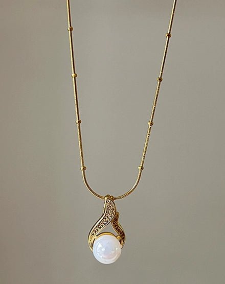 Glossy Pearl 18K Gold Foil Waterproof Necklace - Silks & Jewels