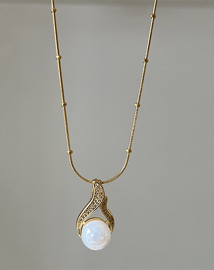 Glossy Pearl 18K Gold Foil Waterproof Necklace - Silks & Jewels