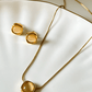 Golden Aura Beige Cabochon Stone Jewelry Set - Silks & Jewels