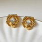 Golden Bloom Rose Crystal Center Stud Earrings - Silks & Jewels