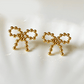 Golden Bow Bead Design Gold Plated Earrings - Silks & Jewels