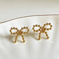Golden Bow Bead Design Gold Plated Earrings - Silks & Jewels