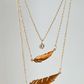 Golden Feather Triple Layer Crystal Necklace - Silks & Jewels
