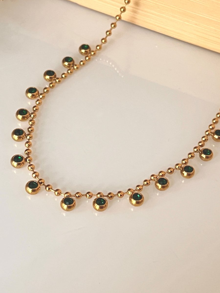 Green Diamonds Drop Necklace - Silks & Jewels