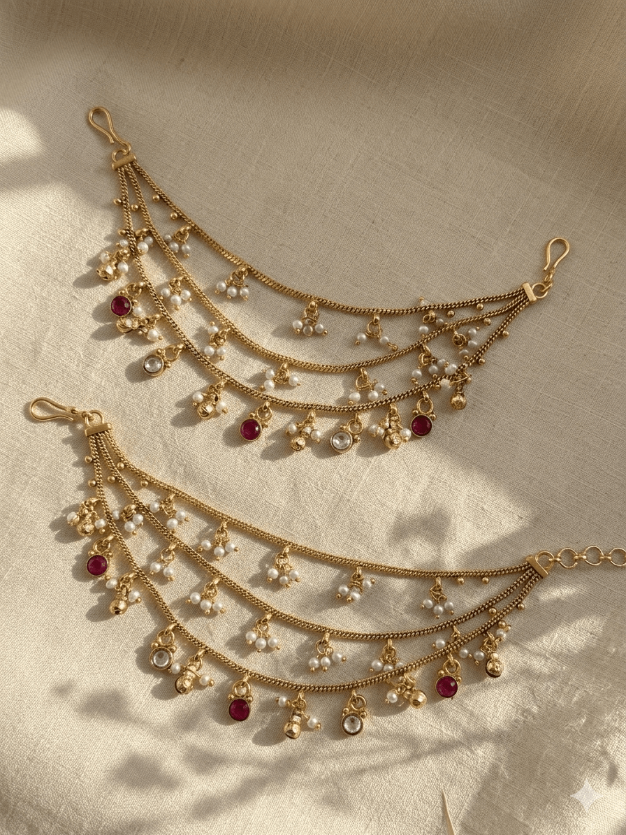 Kanak - Chhaya (Ruby - White) - Silks & Jewels