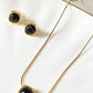 Midnight Muse Black Stone Necklace and Stud Set - Silks & Jewels