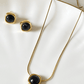 Midnight Muse Black Stone Necklace and Stud Set - Silks & Jewels