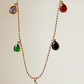 Multi Gem Colorful Stone Gold Plated Drop Necklace - Silks & Jewels
