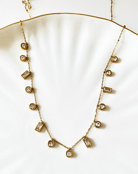 Sparkle Drop Gold Plated Crystal Charm Necklace - Silks & Jewels