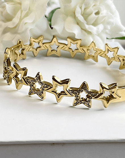 Stellar Charm Star Gold Plated Zircon Bracelet - Silks & Jewels