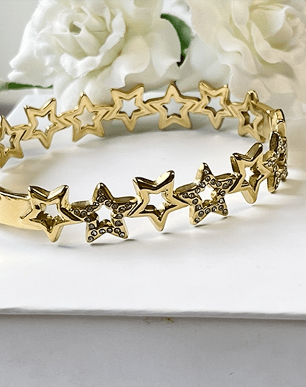 Stellar Charm Star Gold Plated Zircon Bracelet - Silks & Jewels